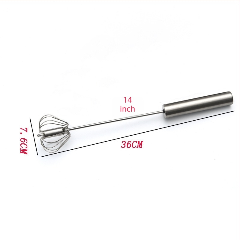 Bețișor de amestecat ouă din oțel inoxidabil, manual, cu cap rotativ, instrument de bucătărie pentru coacere, disponibil în dimensiuni de 10, 12 sau 14 inch
