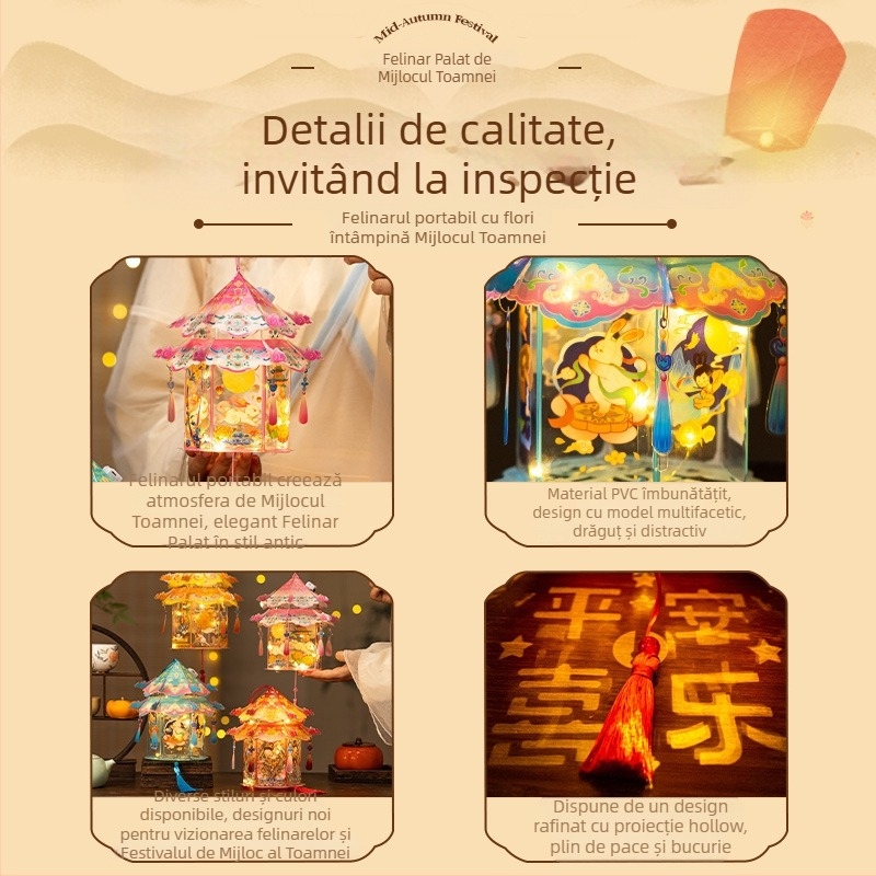2026 Anul Calului: Felinar de palat din PVC, kit DIY pentru Festivalul Felinarelor, lanternă de mână pentru copii, iluminat