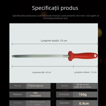 Baston pentru ascuțit cuțite din oțel inoxidabil, mâner cu inel, piatră de ascuțit, instrument de bucătărie portabil