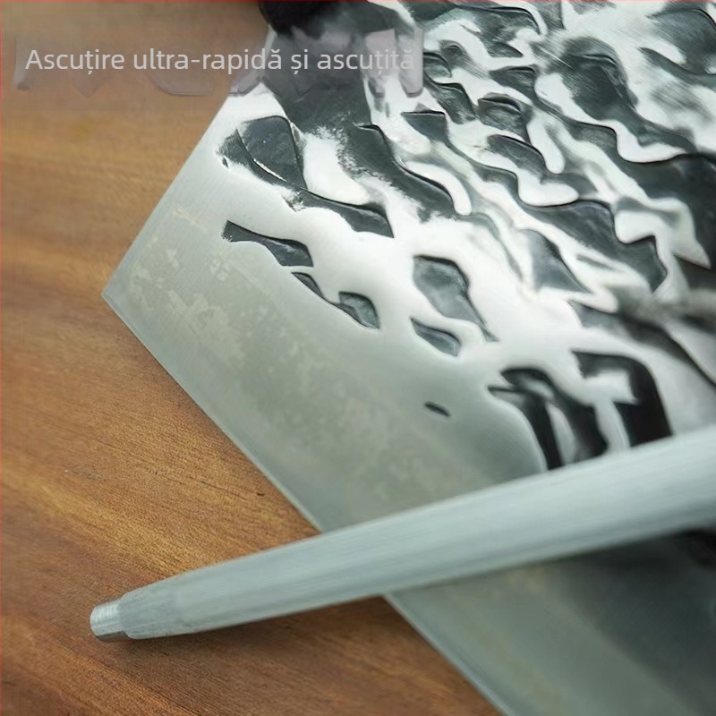 Baston pentru ascuțit cuțite din oțel inoxidabil, mâner cu inel, piatră de ascuțit, instrument de bucătărie portabil