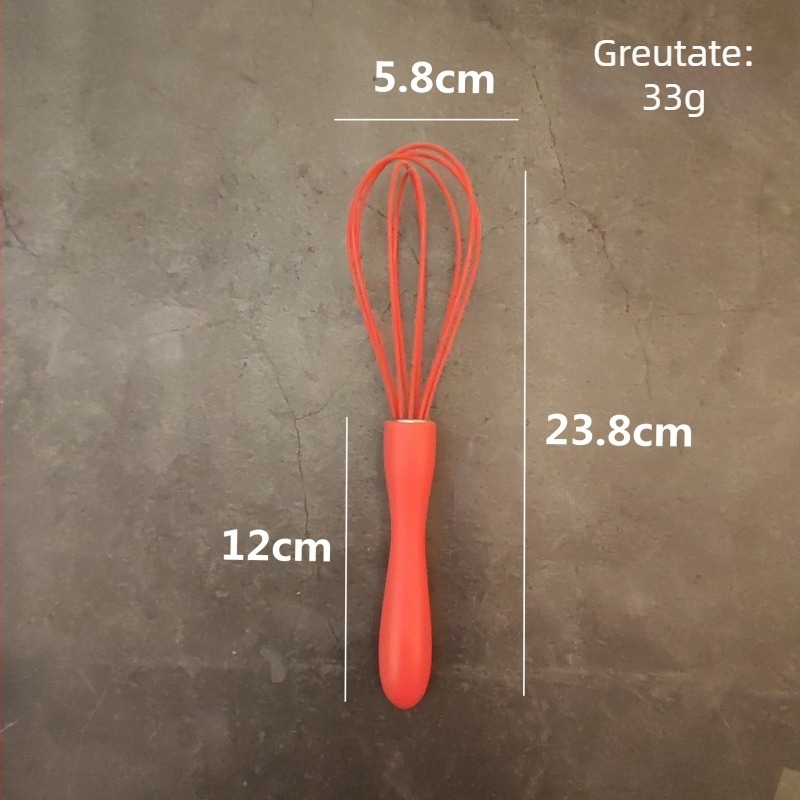 Tel de ouă cu mâner din lemn și cap din silicon, 8 inch, pentru ouă și smântână, instrument de bucătărie pentru uz casnic