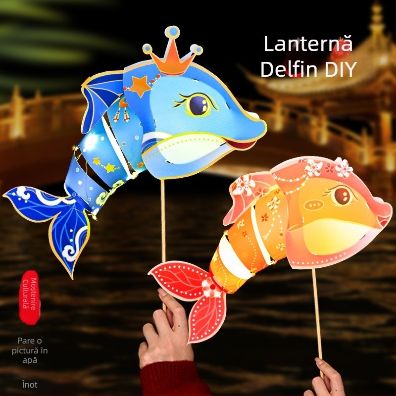 Kit DIY pentru felinar cu delfin, pentru copii, portabil, iluminat