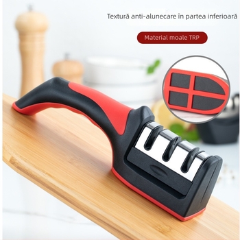 Ascuțitor de cuțite multifuncțional pentru uz casnic, cu piatră ceramică de ascuțire în trei etape