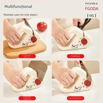 Norton 4 în 1 – unealtă multifuncțională pentru ascuțit cuțite: foarfece, cuțat zimțat, piatră de ascuțit manuală și bază anti-alunecare