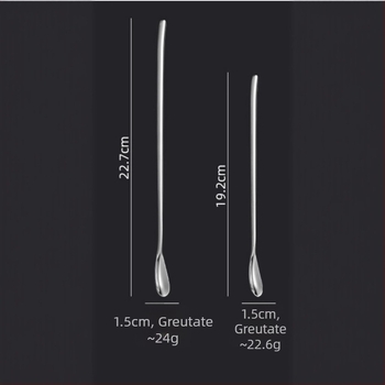 Lingură de amestec din oțel inoxidabil 316L, mâner lung – pentru cocktailuri, gheață, cafea, miere și desert, clasă alimentară