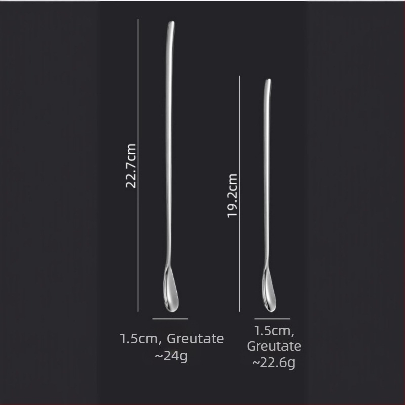 Lingură de amestec din oțel inoxidabil 316L, mâner lung – pentru cocktailuri, gheață, cafea, miere și desert, clasă alimentară