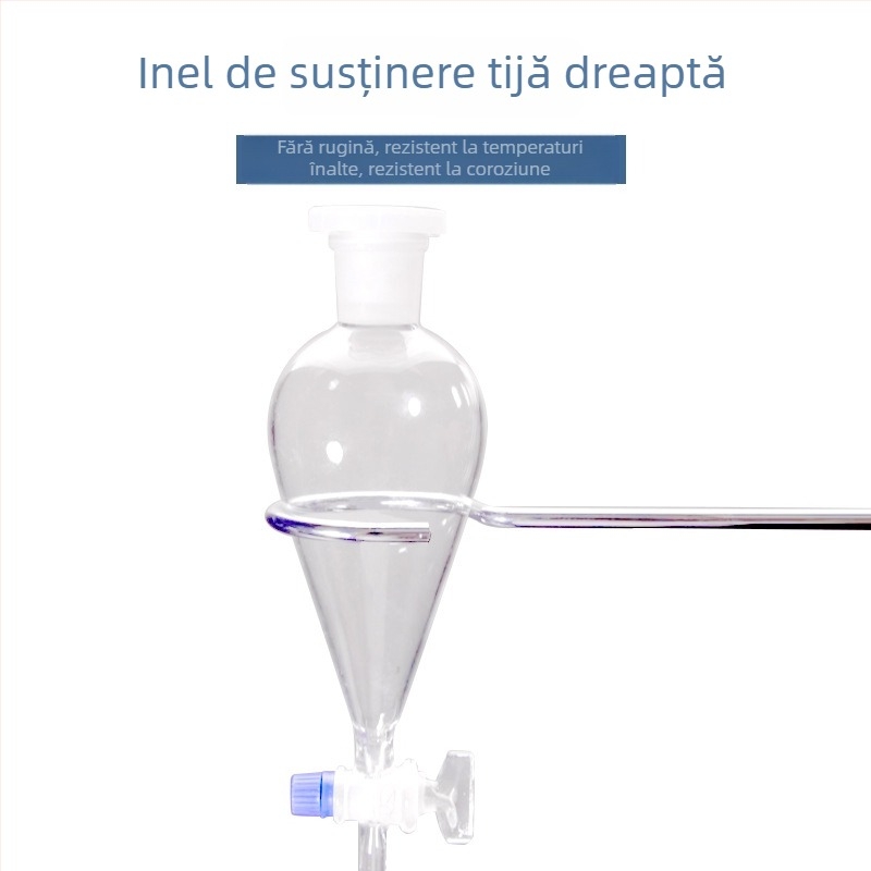 Suport de laborator din fier cu trei inele pentru sticle și flacon de separare, dimensiune mică, cu inel superior