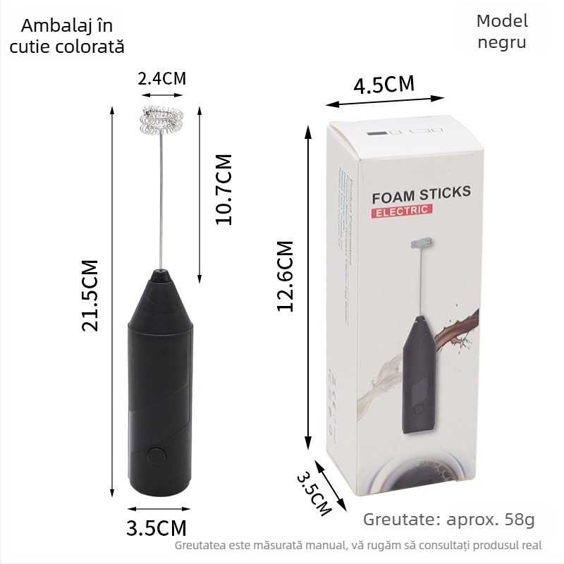 Spumător de lapte electric, mini, portabil, pentru cafea — amestecător pentru albușuri de ou