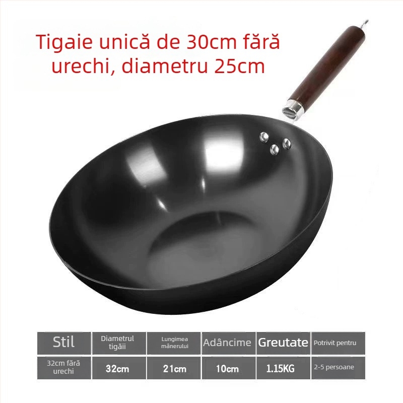 Golden Sixth Son wok din fontă, mare pentru uz casnic, tradițional fără strat, nitridat, gata pentru folosire