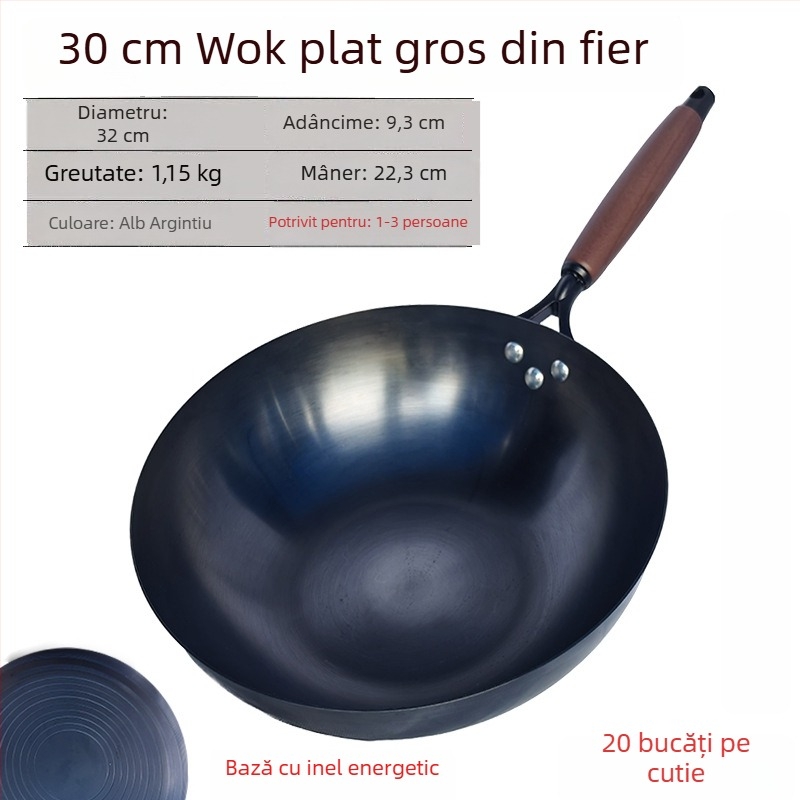 Golden Sixth Son wok din fontă, mare pentru uz casnic, tradițional fără strat, nitridat, gata pentru folosire