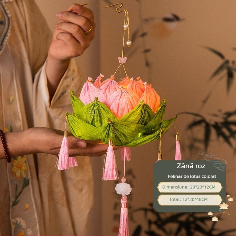 Fenar pentru Festivalul de Toamnă de La Mijloc, lampioane lotus, materiale DIY, lampioane din hârtie lucrate manual, luminoase, în stil antic, lampioane de palat
