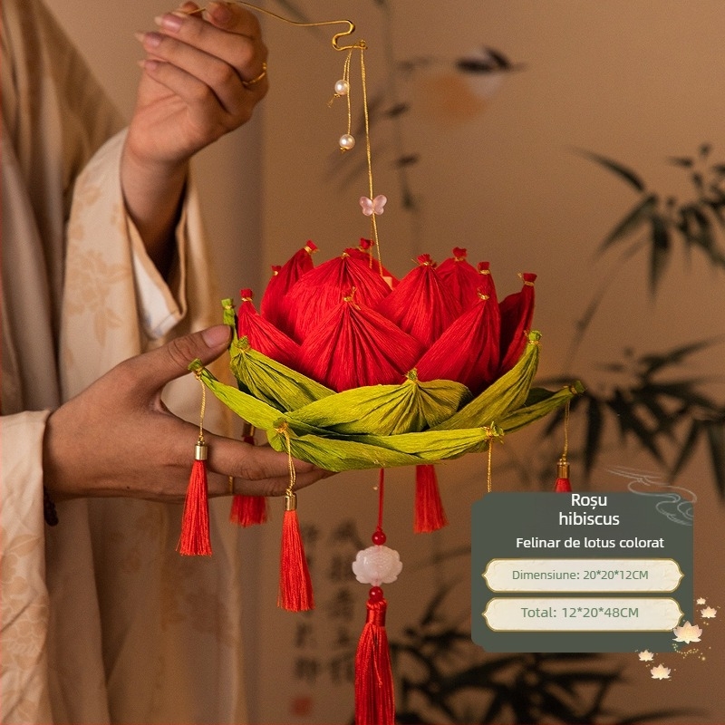 Fenar pentru Festivalul de Toamnă de La Mijloc, lampioane lotus, materiale DIY, lampioane din hârtie lucrate manual, luminoase, în stil antic, lampioane de palat