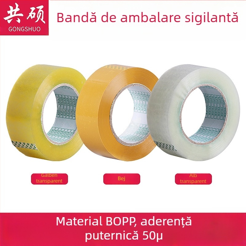 Bandă de ambalare transparentă, 6,0 cm × 100 m, rolă mare, cu aderență înaltă pentru sigilarea cutiilor