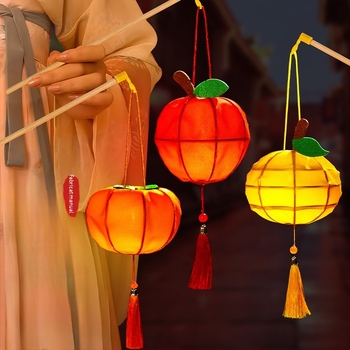 Budebu Play Set DIY: Felinare cu fructe pentru Festivalul Lunii de Toamnă – felinare rotunde din flanel pentru copii, lucrate manual în stil chinezesc floral