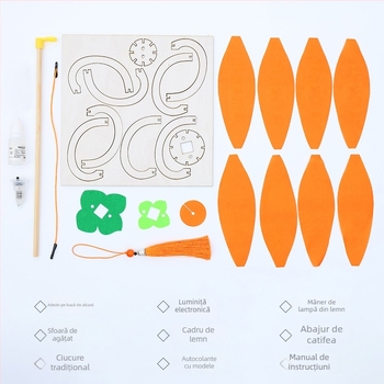 Budebu Play Set DIY: Felinare cu fructe pentru Festivalul Lunii de Toamnă – felinare rotunde din flanel pentru copii, lucrate manual în stil chinezesc floral