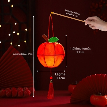 Budebu Play Set DIY: Felinare cu fructe pentru Festivalul Lunii de Toamnă – felinare rotunde din flanel pentru copii, lucrate manual în stil chinezesc floral