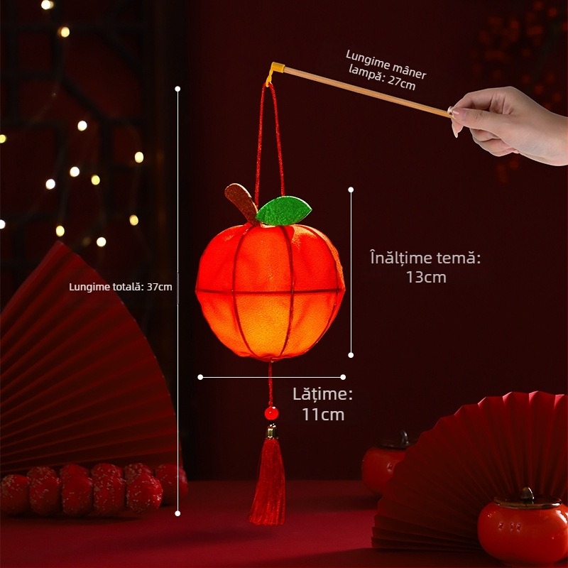 Budebu Play Set DIY: Felinare cu fructe pentru Festivalul Lunii de Toamnă – felinare rotunde din flanel pentru copii, lucrate manual în stil chinezesc floral