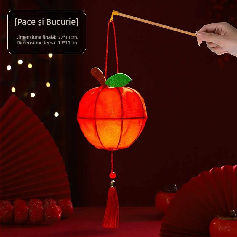 Budebu Play Set DIY: Felinare cu fructe pentru Festivalul Lunii de Toamnă – felinare rotunde din flanel pentru copii, lucrate manual în stil chinezesc floral