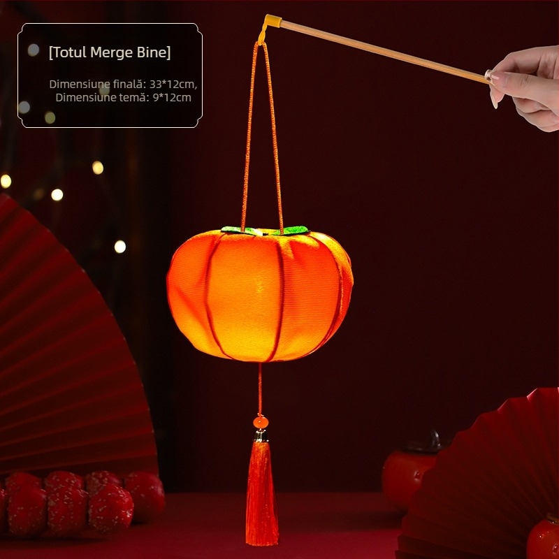 Budebu Play Set DIY: Felinare cu fructe pentru Festivalul Lunii de Toamnă – felinare rotunde din flanel pentru copii, lucrate manual în stil chinezesc floral