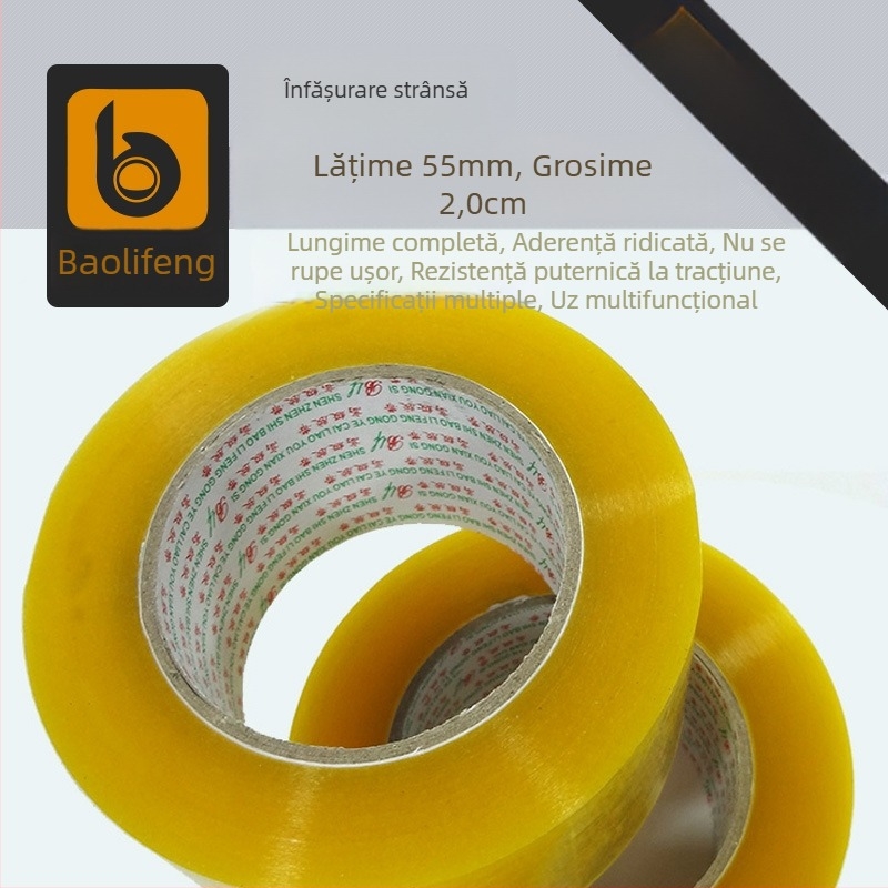 Baolifeng Bandă de ambalare transparentă, lățime 55 mm, pentru sigilare