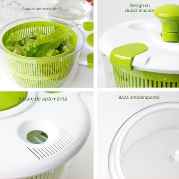 Dispozitiv de bucătărie multifuncțional pentru legume și fructe, capacitate 5 L, dehidrator, spălare și uscare, filtru de apă.