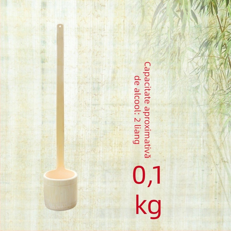 Set de bucătărie din lemn cu mâner lung: pâlnie, lingură de vin și lingură de ulei