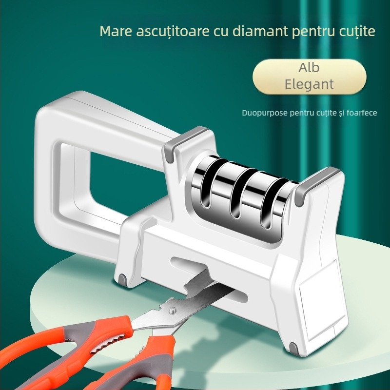 Acuțitor ceramic pentru cuțite, manual, mare, cu funcții multiple pentru bucătărie