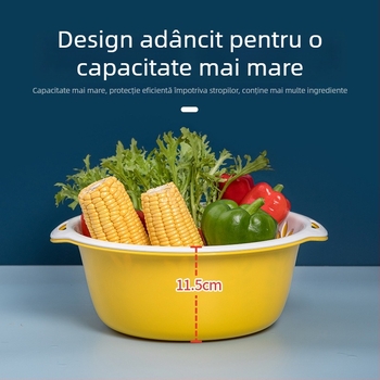 Camellia Coș din plastic cu două niveluri pentru spălat legume și fructe
