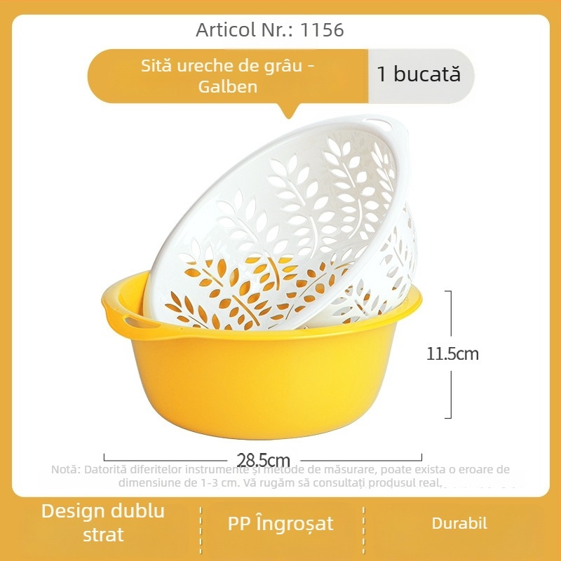 Camellia Coș din plastic cu două niveluri pentru spălat legume și fructe