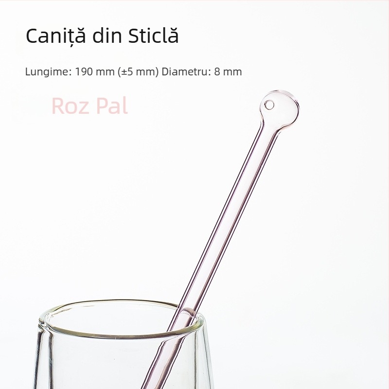 Paie din sticlă borosilicată, multicoloră, cu vârf rotund, pentru ceai cu lapte, 8×190 mm