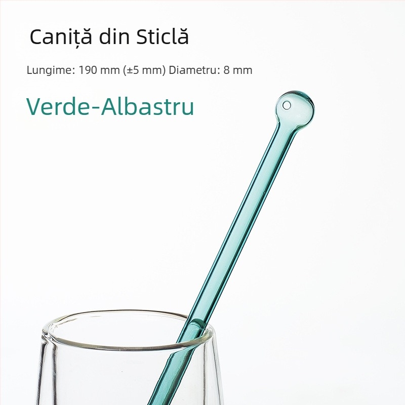 Paie din sticlă borosilicată, multicoloră, cu vârf rotund, pentru ceai cu lapte, 8×190 mm