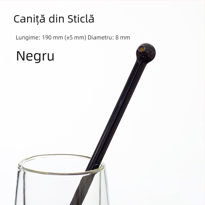 Paie din sticlă borosilicată, multicoloră, cu vârf rotund, pentru ceai cu lapte, 8×190 mm