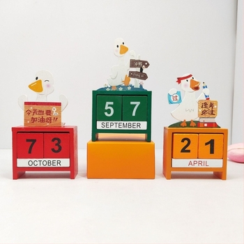 Calendar din lemn pentru birou – calendar perpetuu, decor de Crăciun
