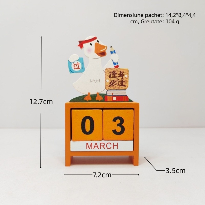 Calendar din lemn pentru birou – calendar perpetuu, decor de Crăciun