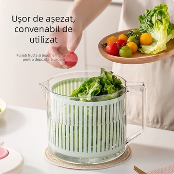 Dehidrator manual pentru legume și fructe, usucător de salată, cu mâner, capacitate mare