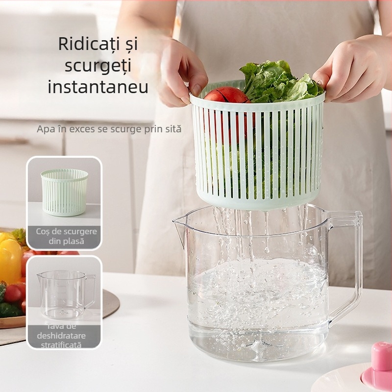 Dehidrator manual pentru legume și fructe, usucător de salată, cu mâner, capacitate mare