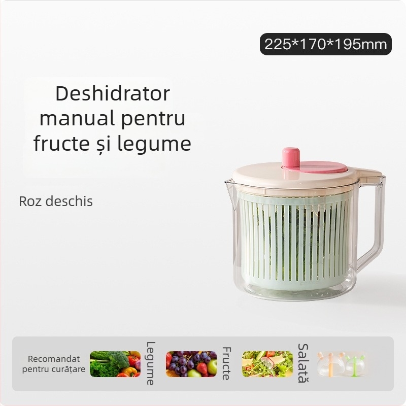 Dehidrator manual pentru legume și fructe, usucător de salată, cu mâner, capacitate mare