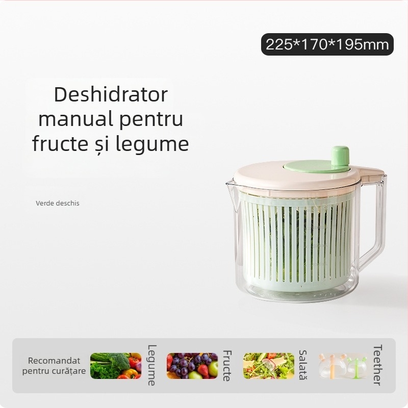 Dehidrator manual pentru legume și fructe, usucător de salată, cu mâner, capacitate mare
