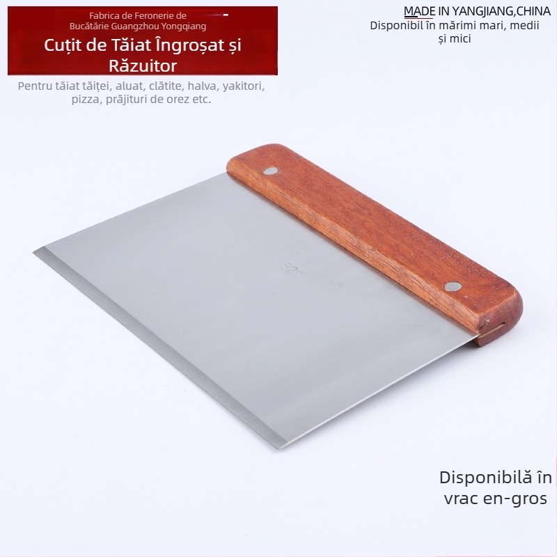 Spatulă pentru aluat cu mâner din lemn, spatulă pentru tăiței de orez, pentru aluat, făină, coacere nugat și gătire la grătar