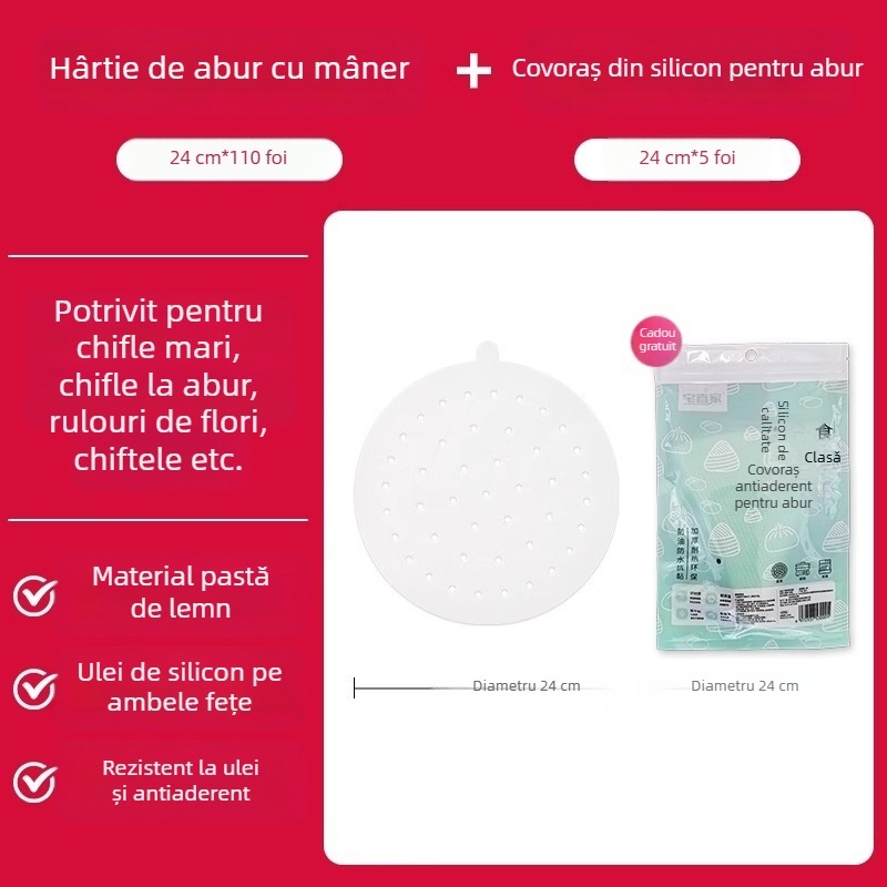 Hârtie de abur din silicon, de unică folosință, antiaderentă, pentru uz casnic