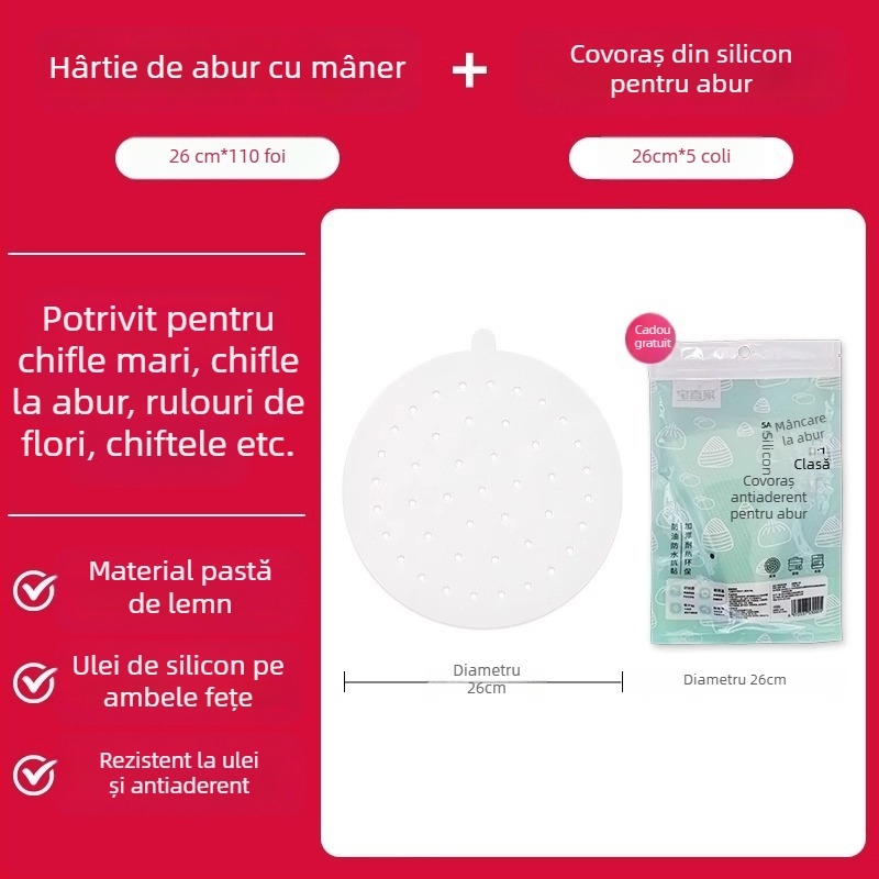 Hârtie de abur din silicon, de unică folosință, antiaderentă, pentru uz casnic