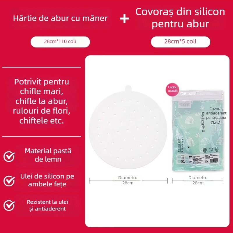 Hârtie de abur din silicon, de unică folosință, antiaderentă, pentru uz casnic