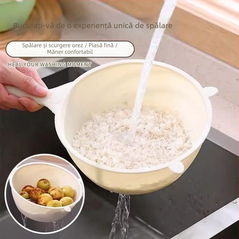 Lingură multifuncțională pentru spălarea orezului, sită de scurgere, coș pentru fructe și filtru pentru iaurt