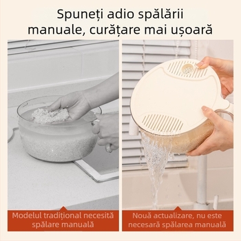 Castron multifuncțional pentru spălat orez și legume, strecurător de orez, coș de scurgere – accesoriu de bucătărie certificat pentru contactul cu alimentele