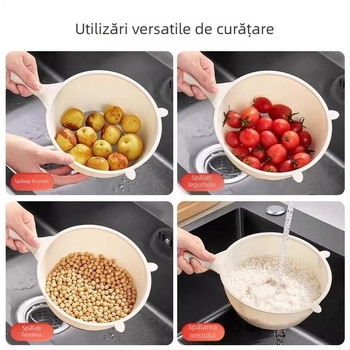 Sită în formă de urs pentru spălarea orezului, legumelor și fructelor, cu găuri fine, culoare albastră