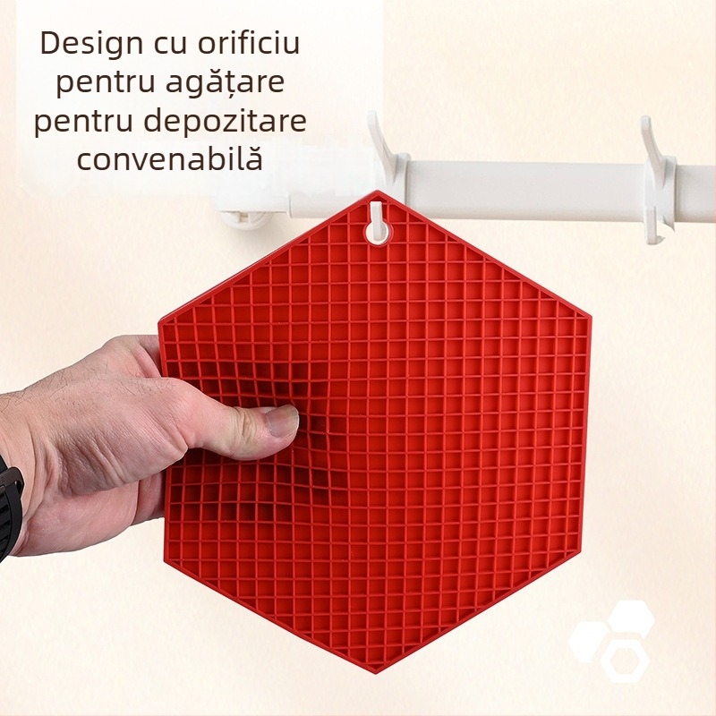 Suport din silicon hexagonal pentru masă, rezistent la căldură, antiaderent; design faguri de miere, covoraș geometric pentru ceai