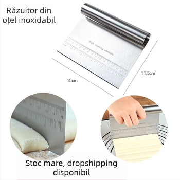 Spatulă pentru aluat din oțel inoxidabil cu scară – pentru aluat, tăiței și paste