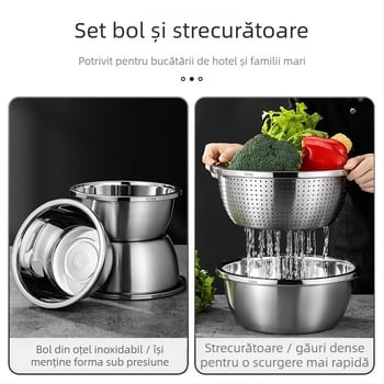 CCKO304 Recipient din oțel inoxidabil pentru bucătărie – spălarea legumelor, scurgere, condimentare, bătut ouă și preparare supă