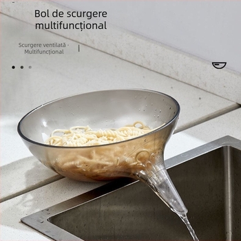 Coș plat de scurgere din plastic pentru bucătărie – pentru spălarea legumelor, clătirea orezului și un platou pentru fructe