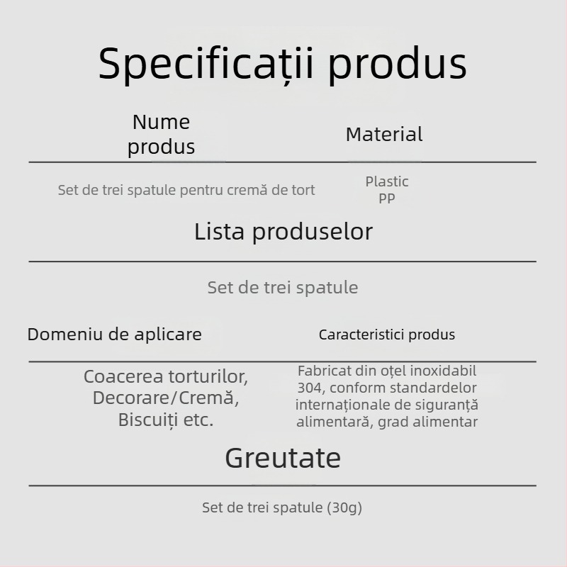 Set de trei unelte pentru decorarea torturilor – spatulă pentru cremă